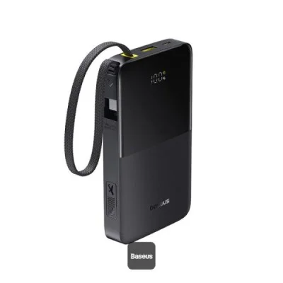 Baseus EnerFill FC51 Bipow2 Pro Digital Display Power Bank with Built-in Cable 10000mAh 22.5W - Cosmic Black
